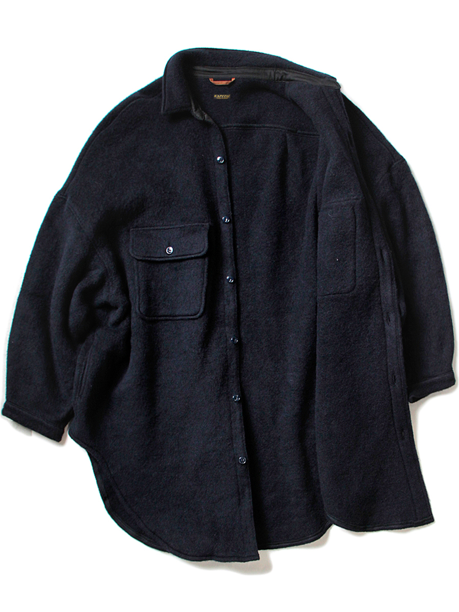 ナイロン10％KAPITAL キャピタル シャギーメルトン CPO スラッピーシャツ コート