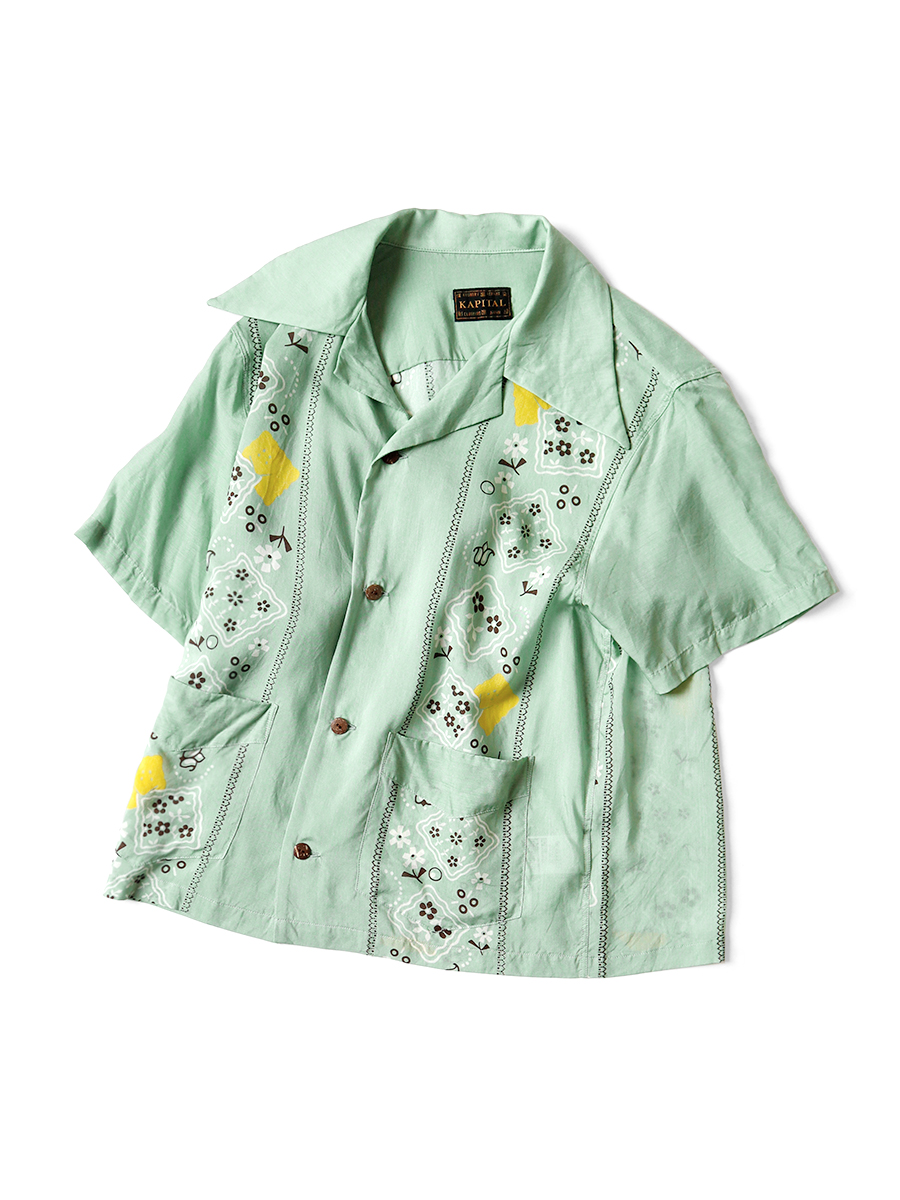 シルクレーヨン PECKISH RAINBOWY柄 ラングルカラーキューバシャツ（半袖）L`s | KAPITAL